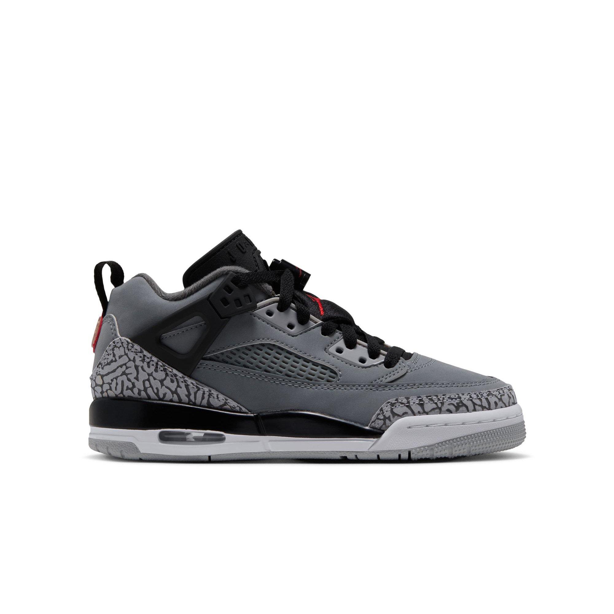 Jordan Spizike Low "Cool Grey/University Red/Black" Grade School Boys' Shoe - GREY/RED
